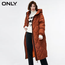 Load image into Gallery viewer, Women's Letter Print Zip Long Hooded Down Jacket - red-que