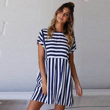 Load image into Gallery viewer, Lossky Women Summer Beach Dress A-Line Striped S - red-que