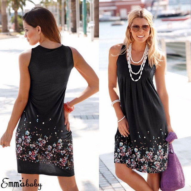 Loose Straps Sleeveless Dress Elegant  Casual - red-que