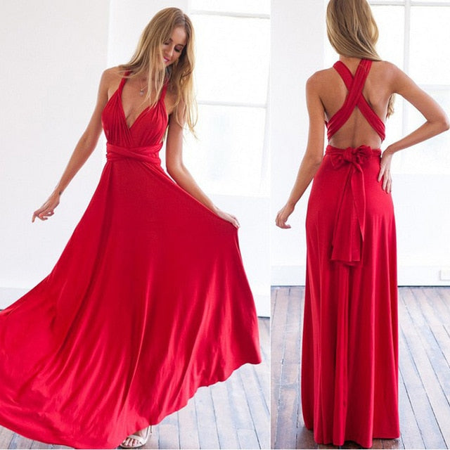 Loose Straps Sleeveless Dress Elegant  Casual - red-que