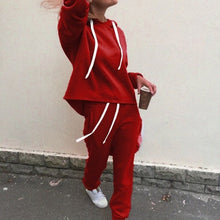 Load image into Gallery viewer, Autumn Tracksuit Long Sleeve Thicken Hooded Sweatshirts 2 Piece - red-que