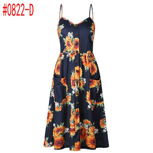 Loose Straps Sleeveless Dress Elegant  Casual - red-que