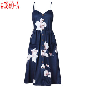 Loose Straps Sleeveless Dress Elegant  Casual - red-que