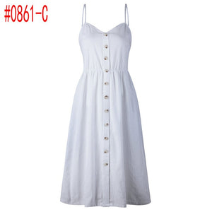 Loose Straps Sleeveless Dress Elegant  Casual - red-que