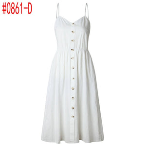 Loose Straps Sleeveless Dress Elegant  Casual - red-que