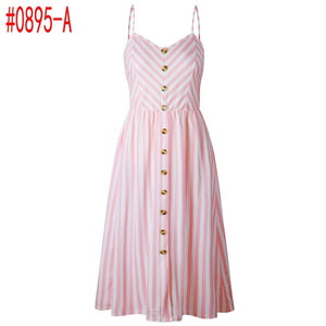 Loose Straps Sleeveless Dress Elegant  Casual - red-que