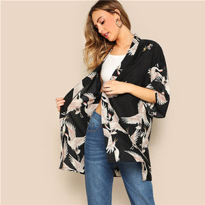 SHEIN Bohemian Casual Kimonos - red-que